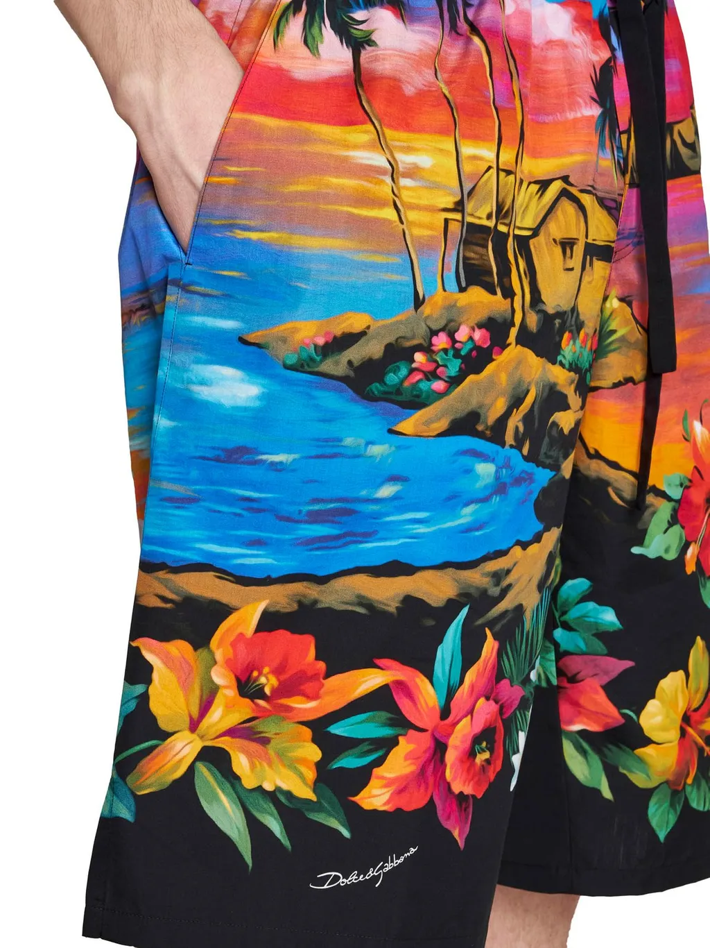 Dolce & Gabbana Hawaiian-Printed Drawstring Bermuda Shorts