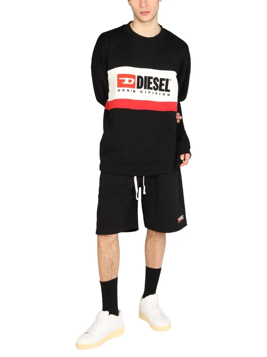 Diesel Logo Flocked Crewneck Sweatshirt