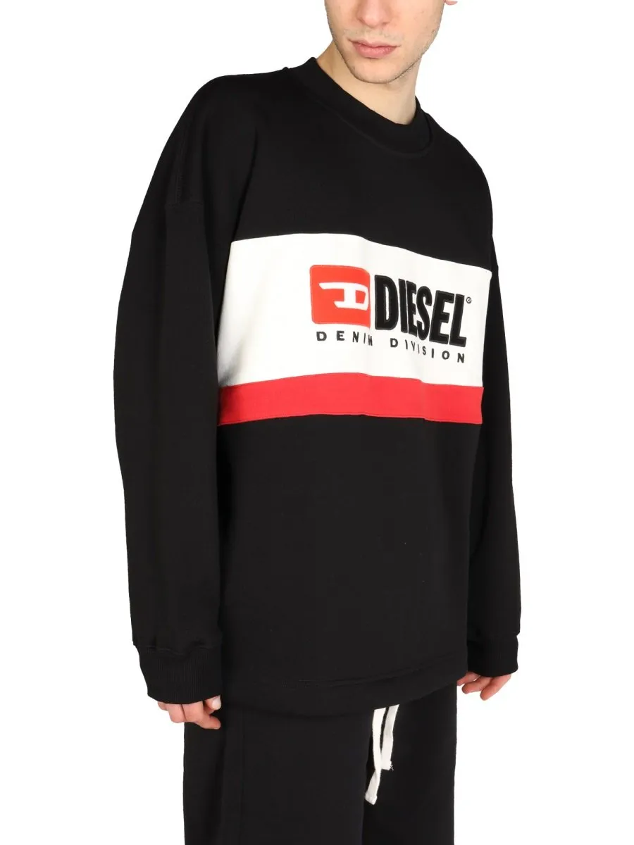 Diesel Logo Flocked Crewneck Sweatshirt