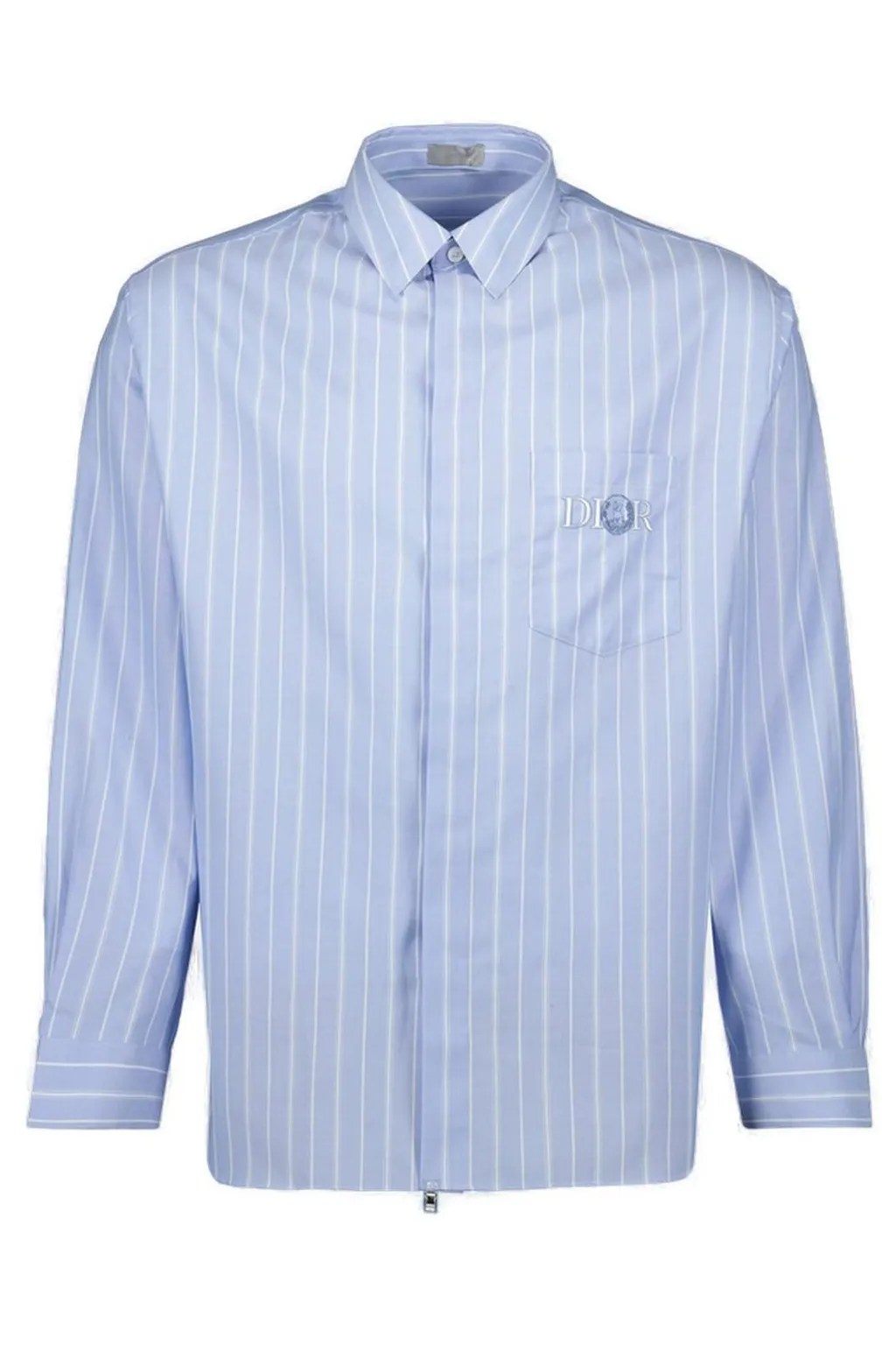 Dior Homme Logo Embroidered Striped Long-Sleeved Shirt