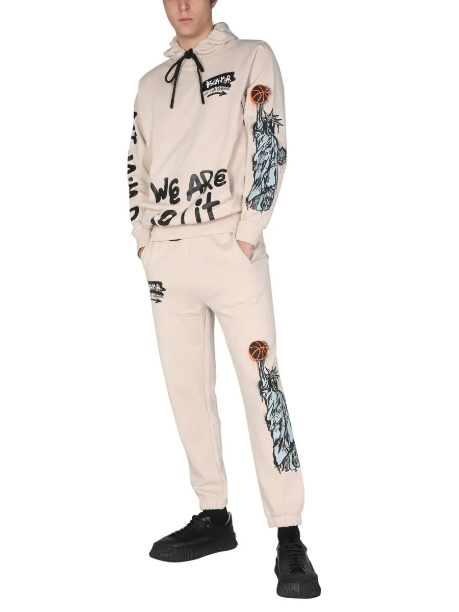 Disclaimer Logo Printed Drawstring Hoodie