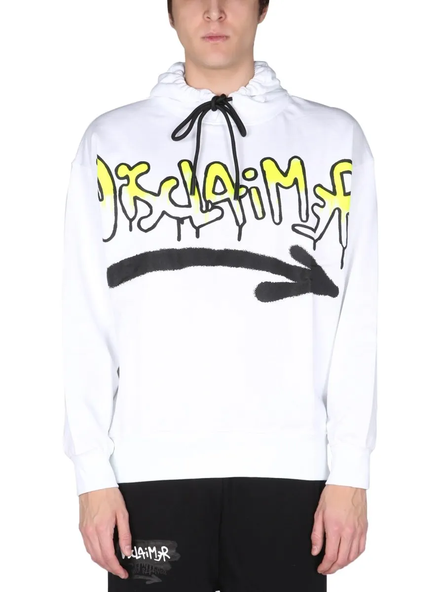 Disclaimer Logo Printed Drawstring Hoodie
