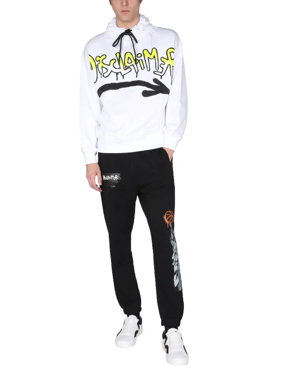 Disclaimer Logo Printed Drawstring Hoodie