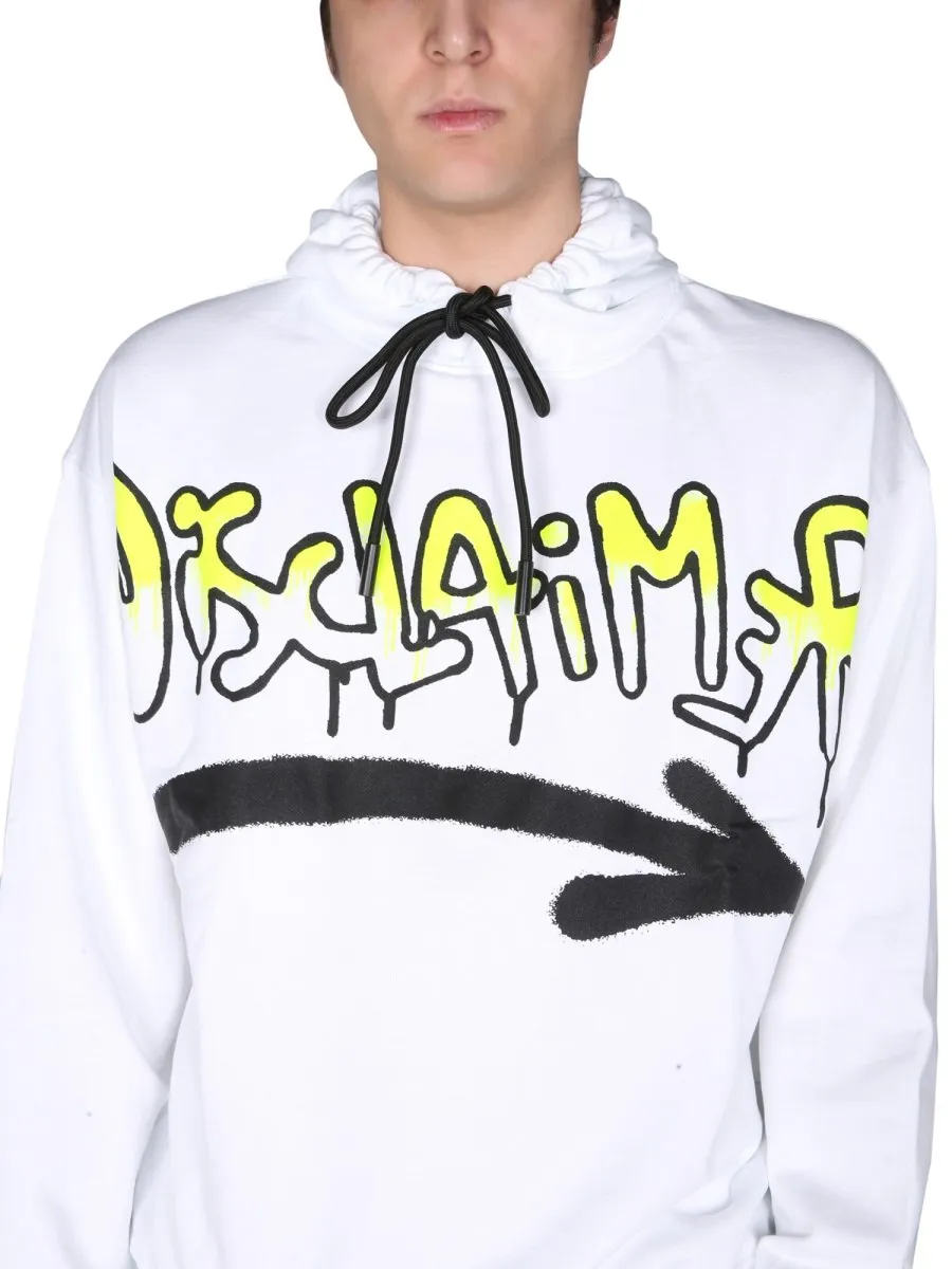 Disclaimer Logo Printed Drawstring Hoodie