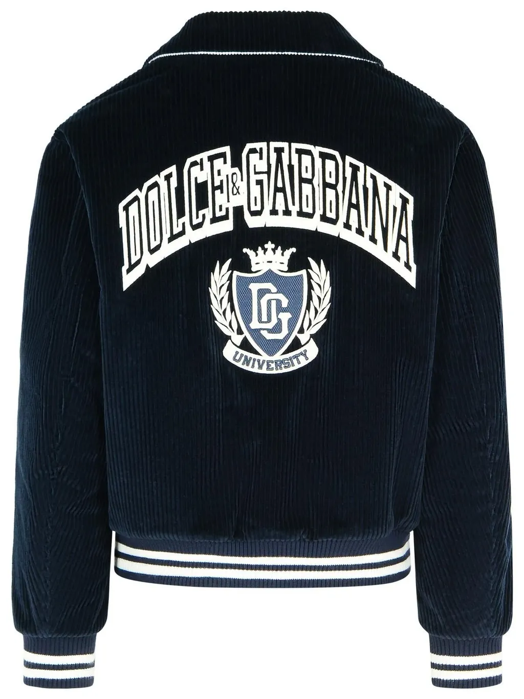 Dolce & Gabbana Logo Detailed Corduroy Bomber Jacket