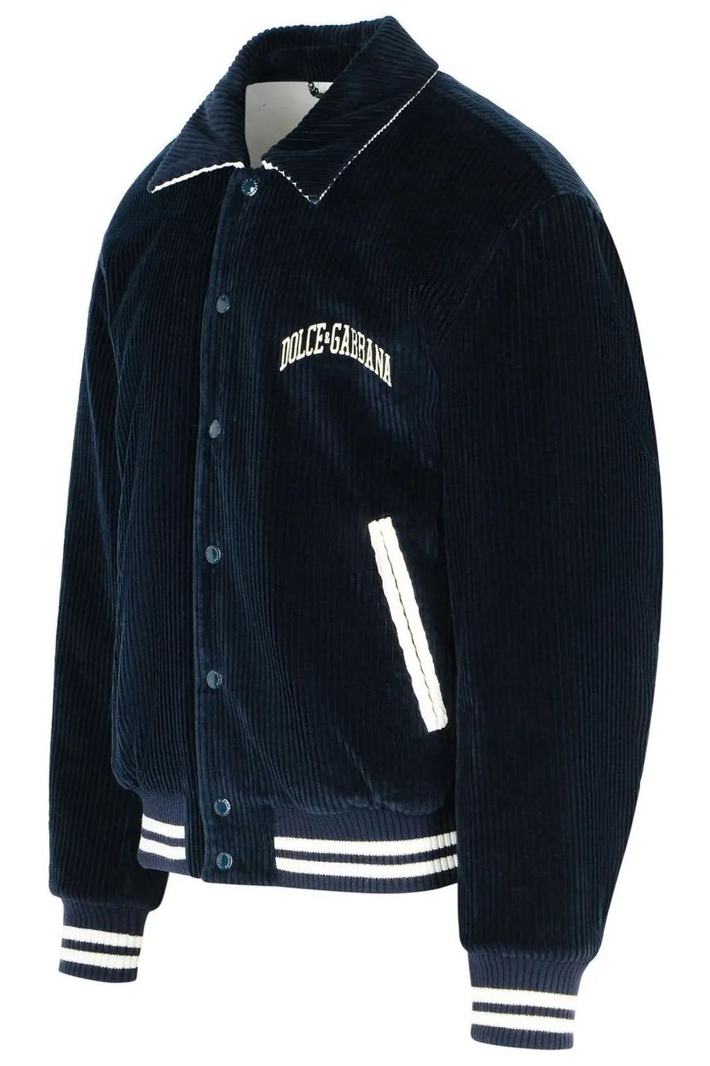 Dolce & Gabbana Logo Detailed Corduroy Bomber Jacket