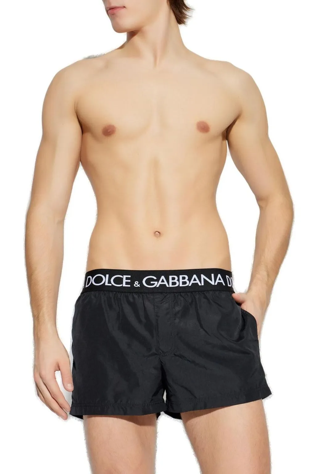Dolce & Gabbana Logo Waistband Swim Shorts