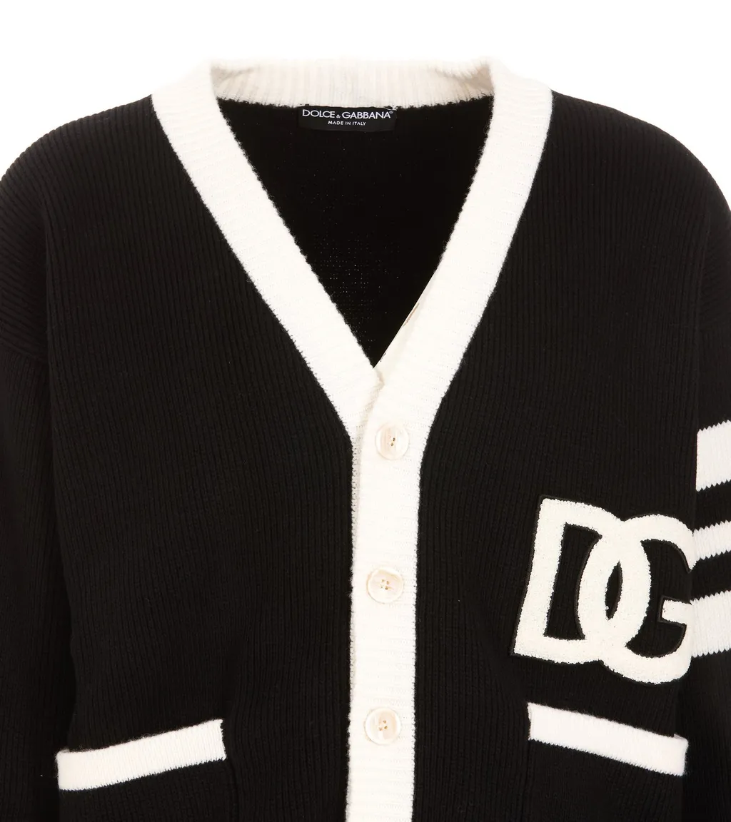 Dolce & Gabbana Logo Intarsia V-Neck Cardigan