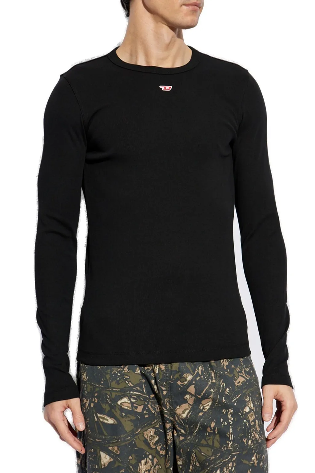 Diesel D-Ribber-Ls-N Logo Patch Knitted T-Shirt
