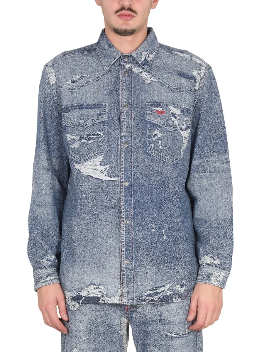 Diesel Distressed Denim Shirt