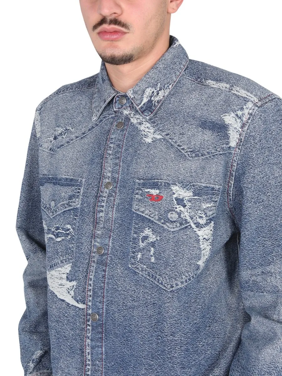 Diesel Distressed Denim Shirt