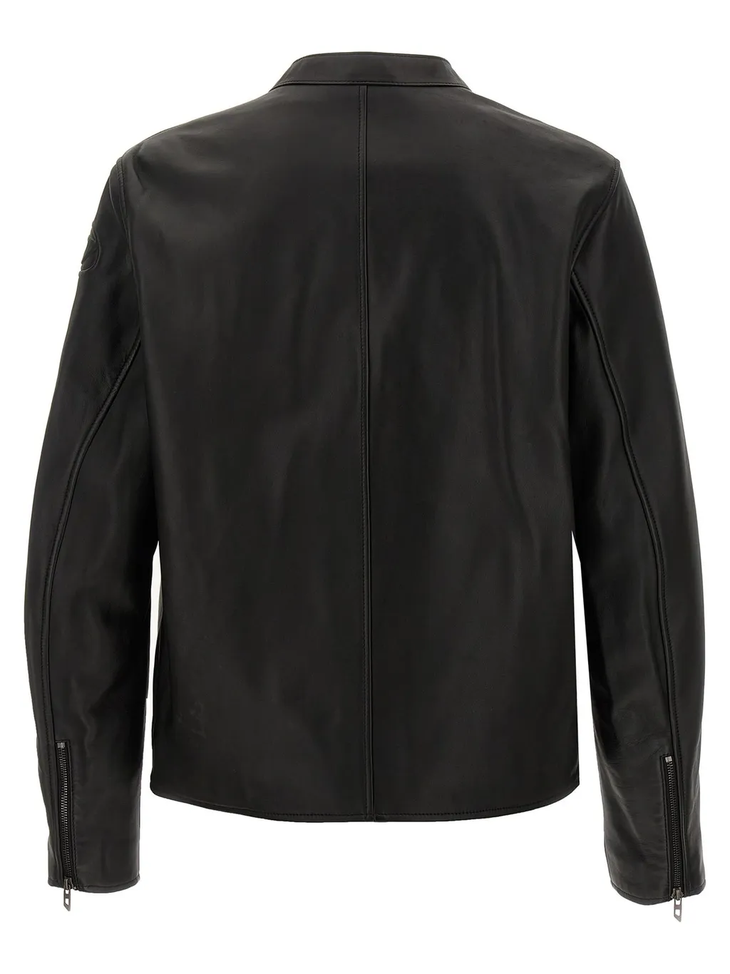Diesel L-Carver Logo Embossed Leather Biker Jacket