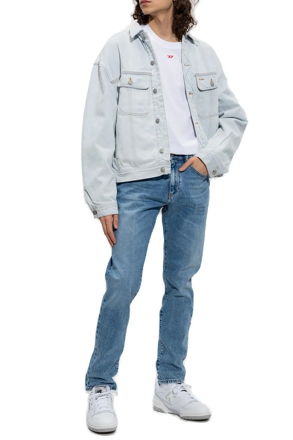 Diesel D-Strukt Logo Embroidered Slim Jeans