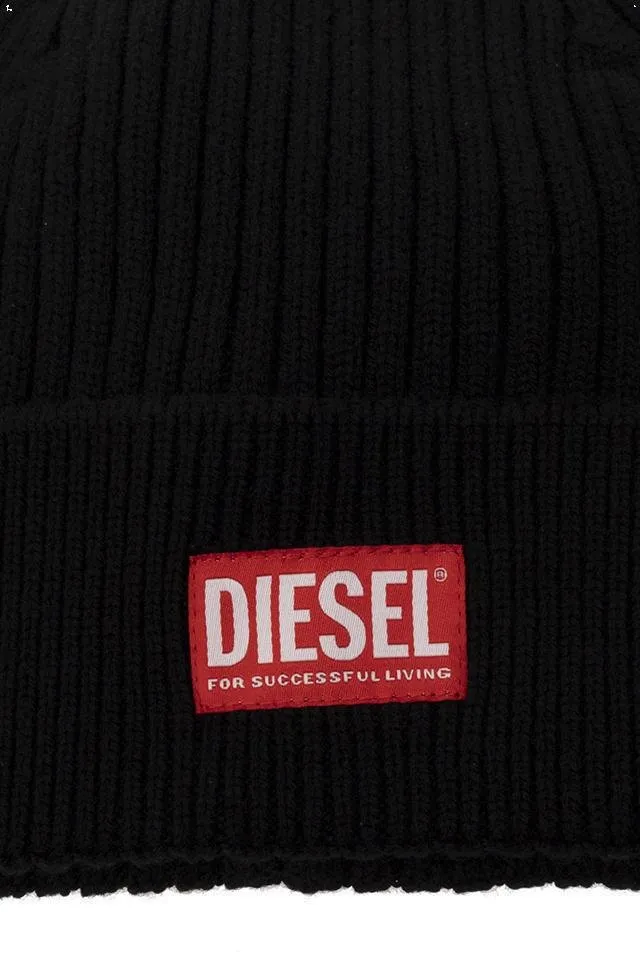 Diesel K-Coder-H Logo Patch Ribbed Beanie