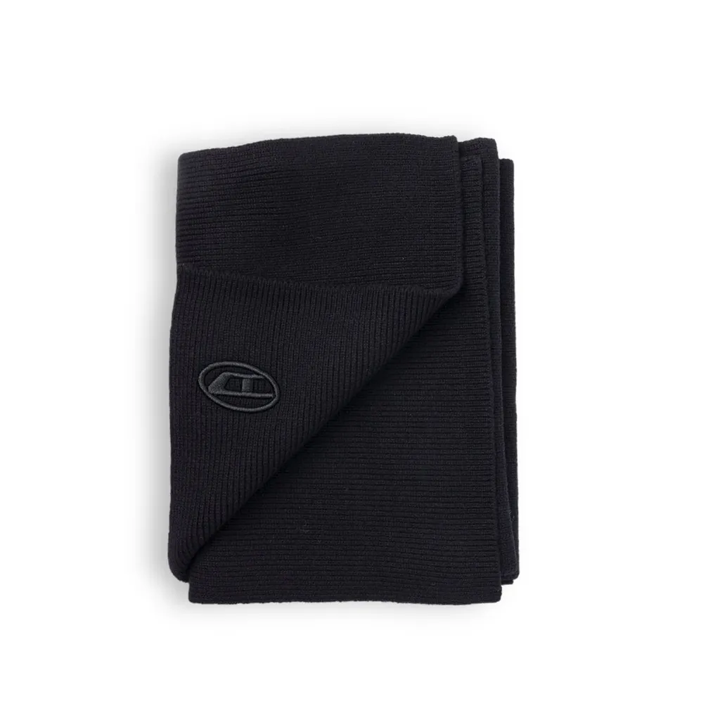 Diesel K-Coder Logo Embroidered Ribbed Scarf