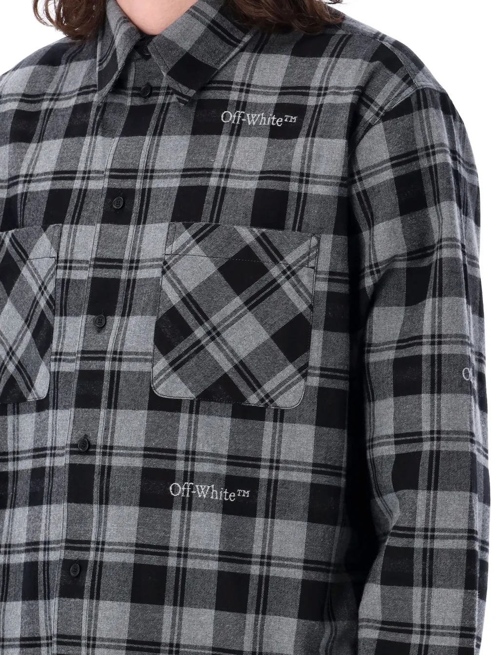 Off-White Checked Long-Sleeved Shirt