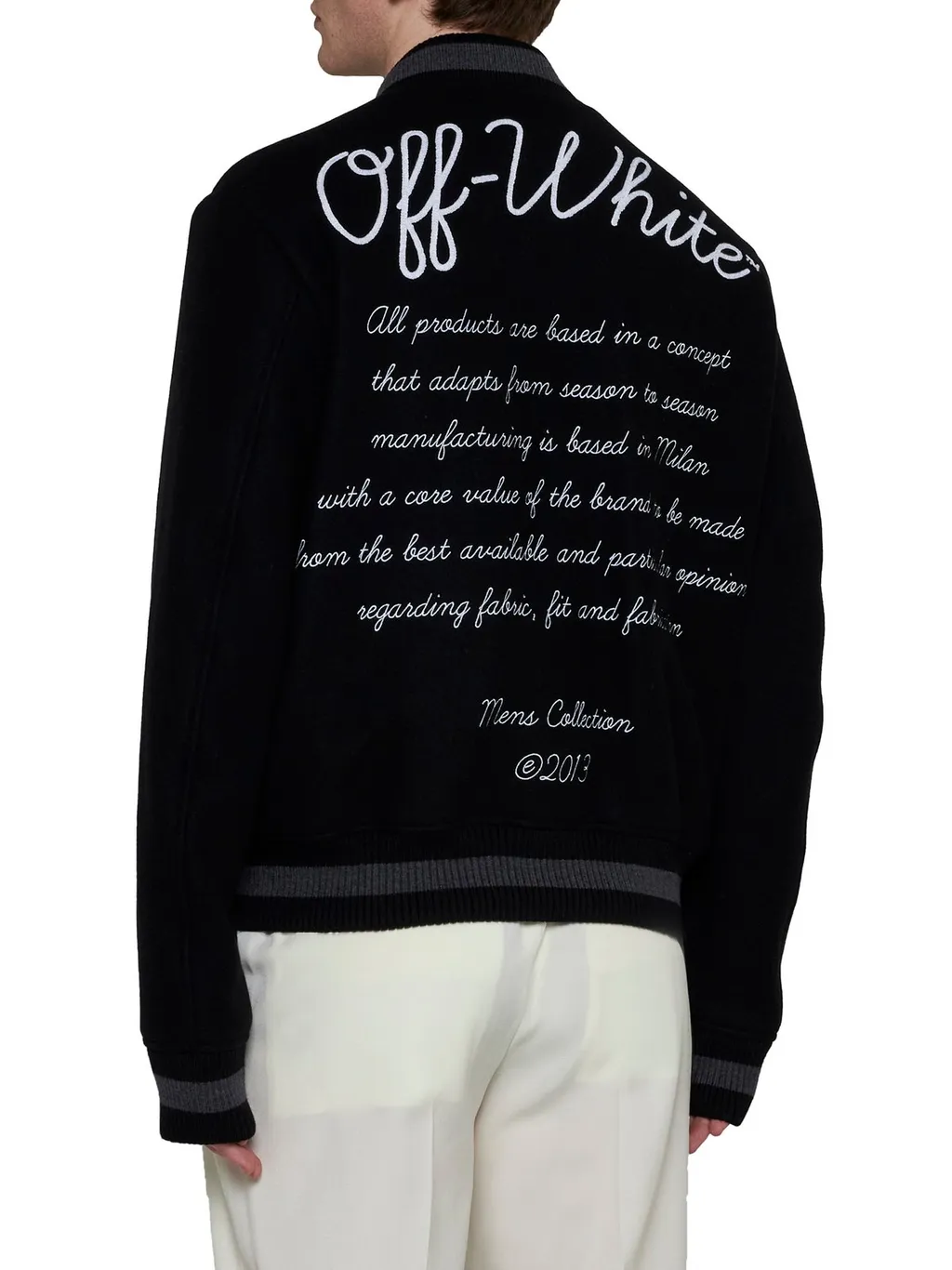Off-White Buttoned Long-Sleeved Bomber Jacket