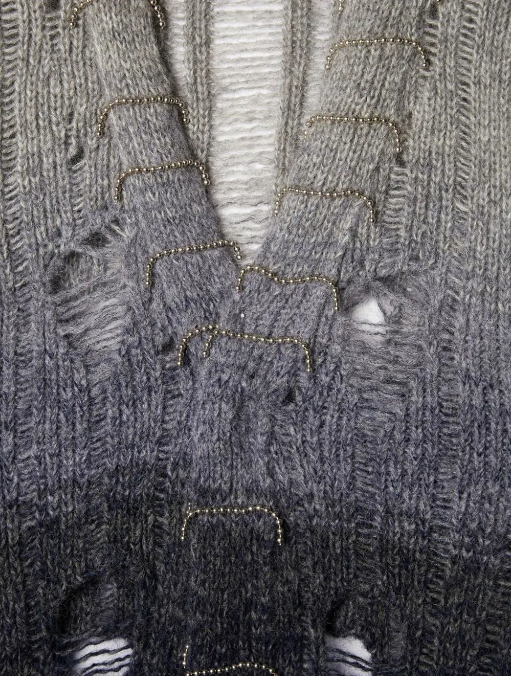 Off-White Distressed Knitted Cardigan