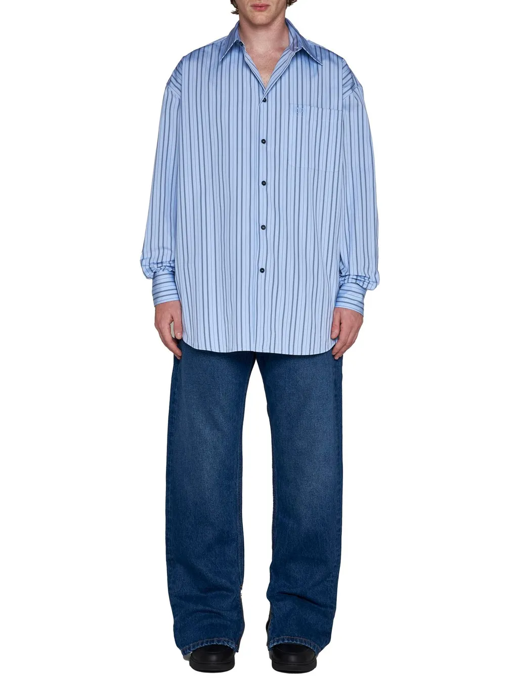 Off-White Striped Long-Sleeved Shirt