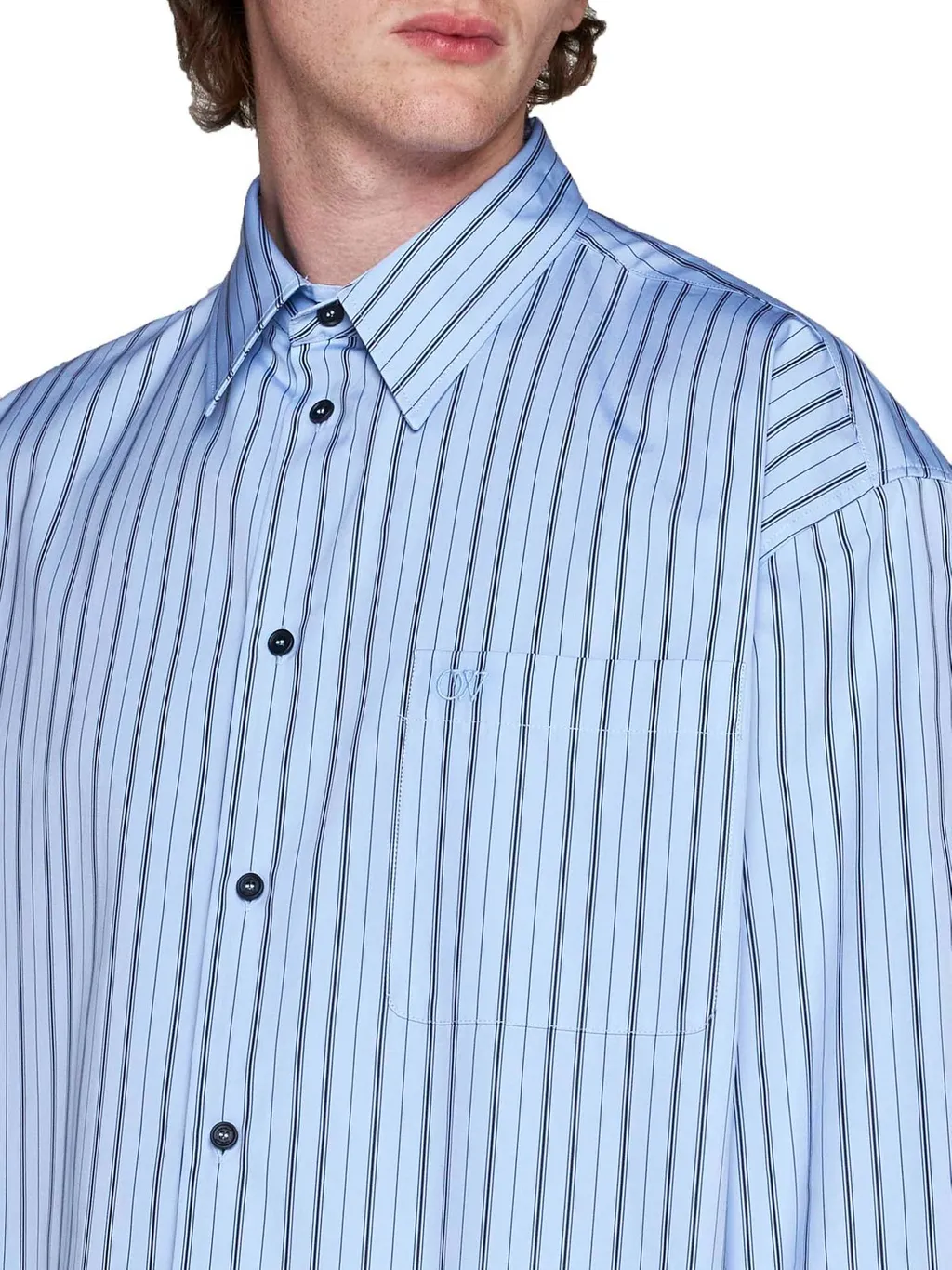 Off-White Striped Long-Sleeved Shirt
