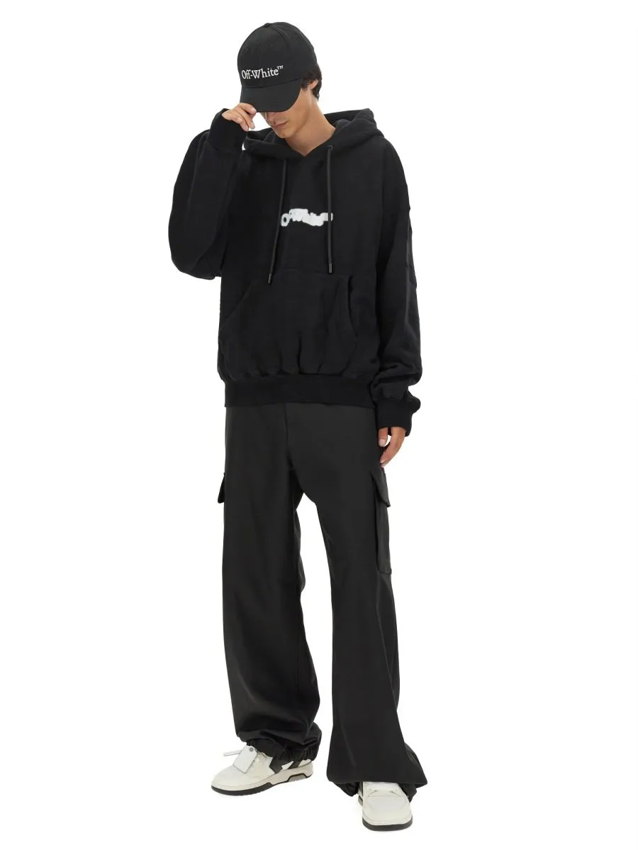Off-White Logo Printed Long-Sleeved Hoodie