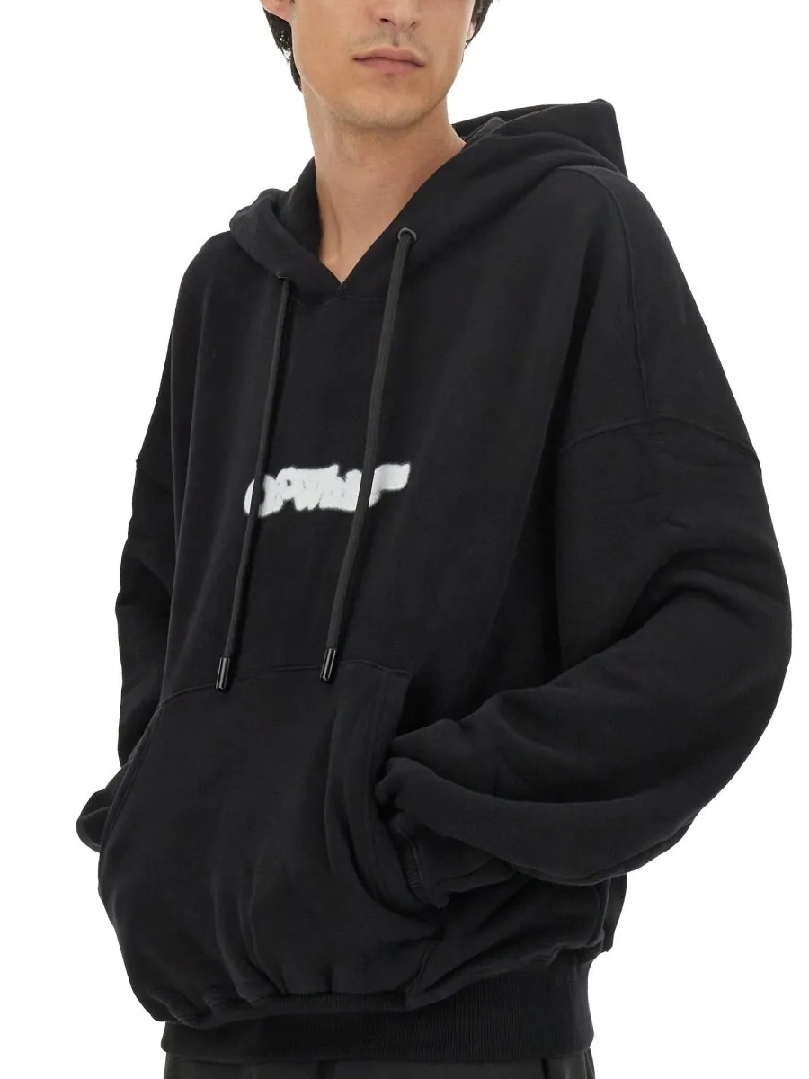 Off-White Logo Printed Long-Sleeved Hoodie