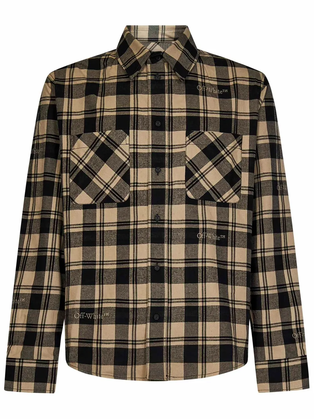 Off-White Checked Long-Sleeved Flannel Shirt