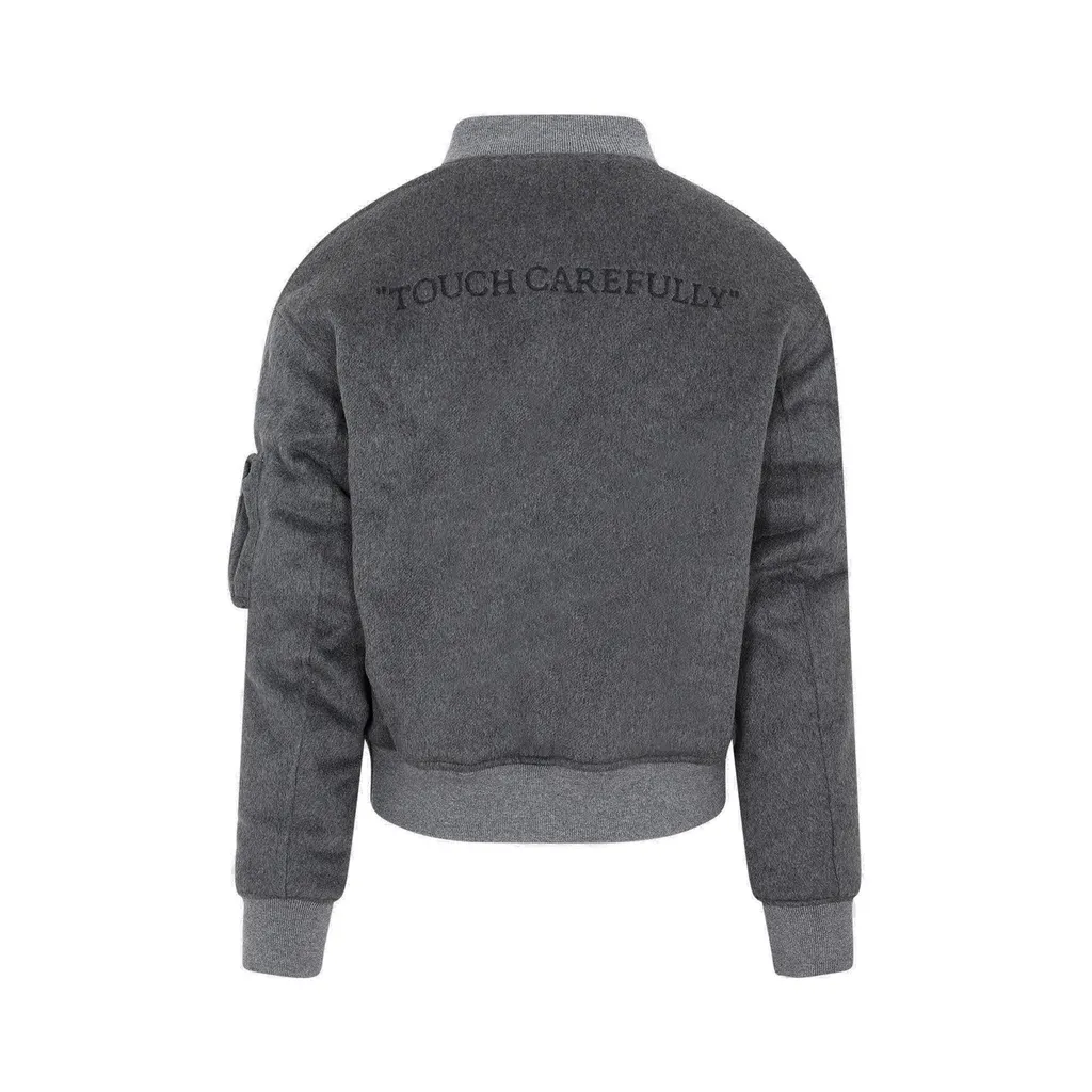 Off-White Zip-Up Long-Sleeved Bomber Jacket