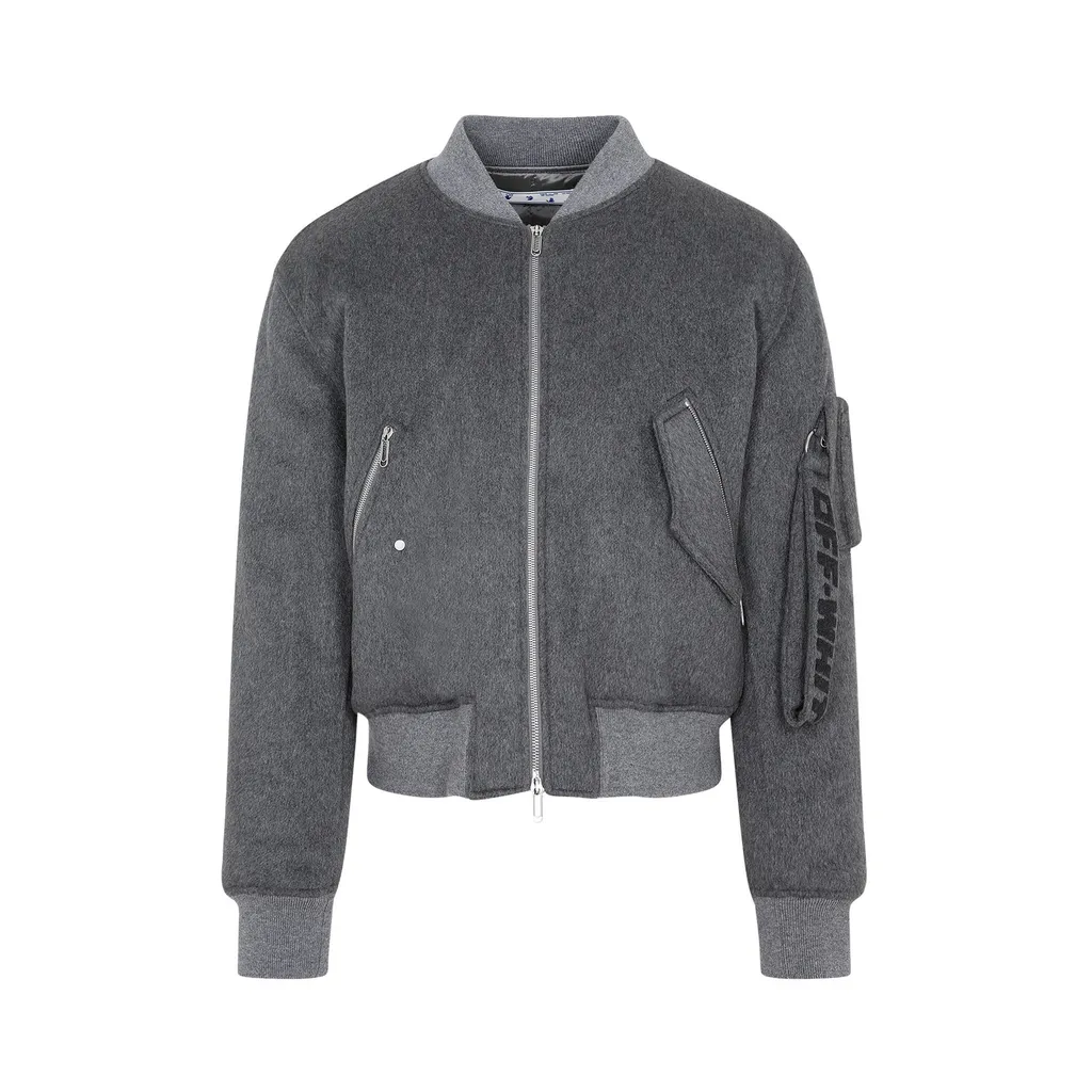 Off-White Zip-Up Long-Sleeved Bomber Jacket