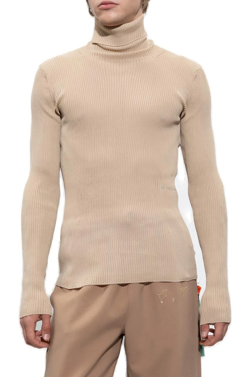 Off-White Helvet Ribbed Long-Sleeved Jumper