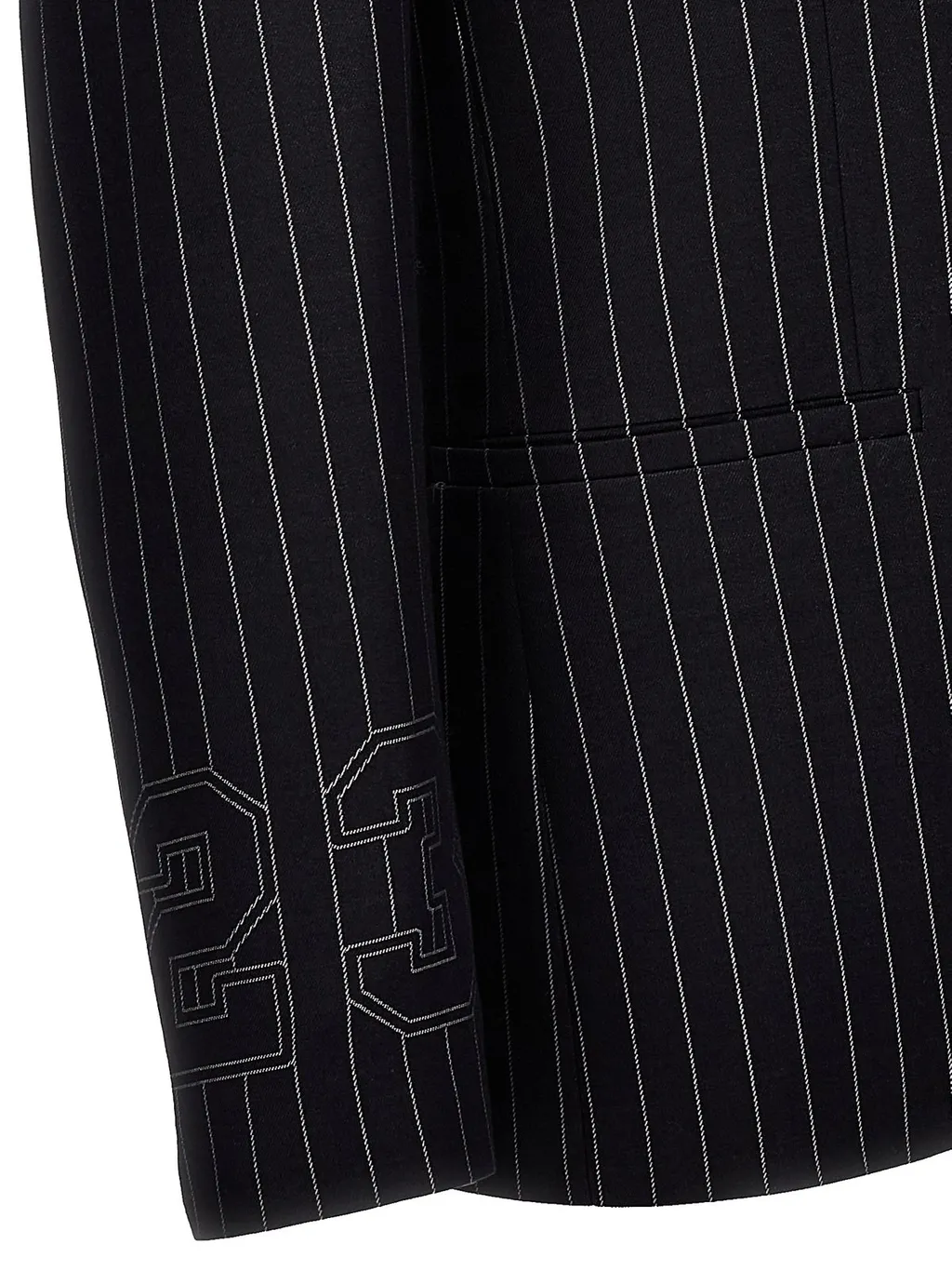Off-White 23-Print Pinstriped Straight Hem Blazer