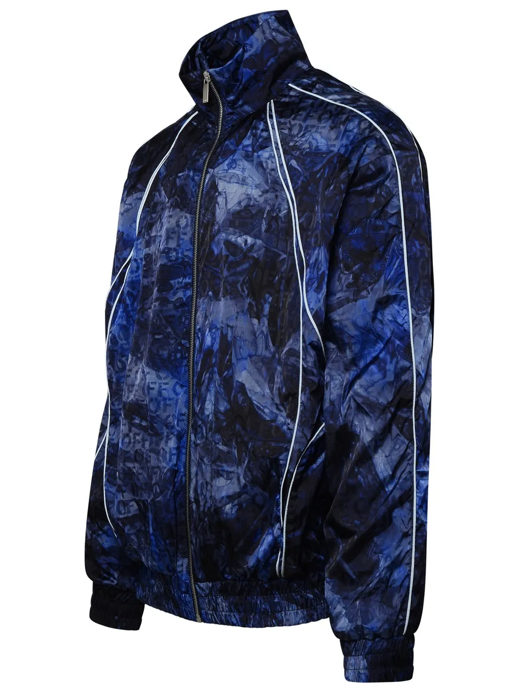 Off White Crinkled Zip-Up Windbreaker Jacket