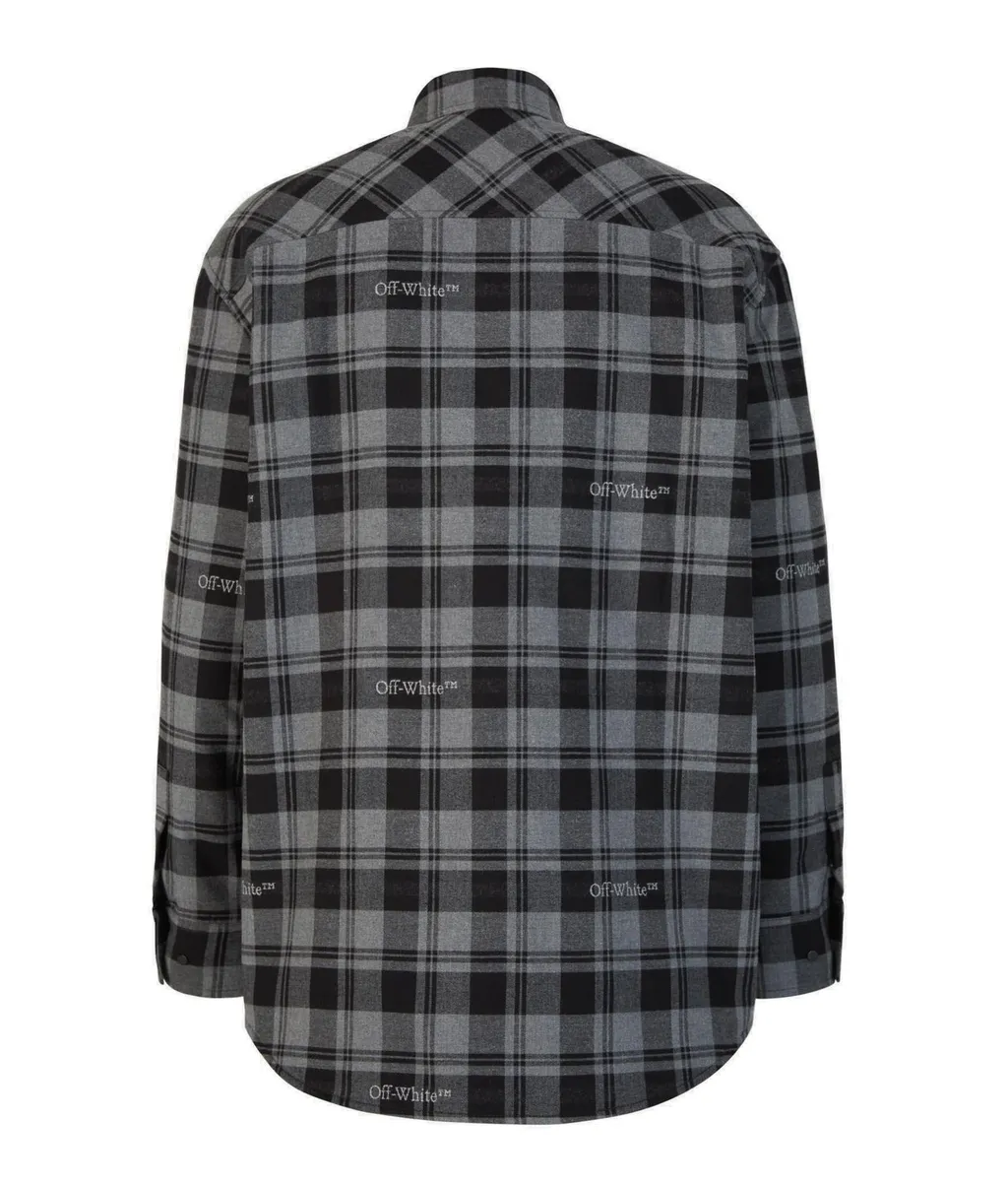 Off-White Checked Long-Sleeved Shirt