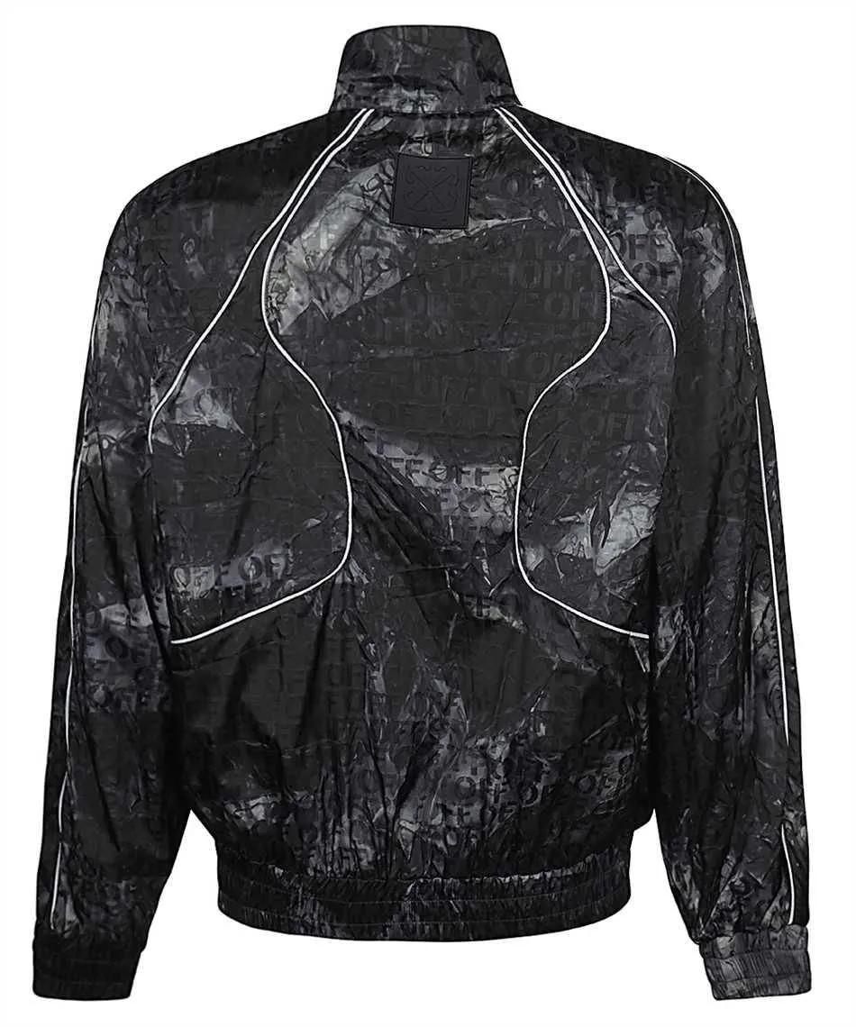 Off White Crinkled Zip-Up Windbreaker Jacket