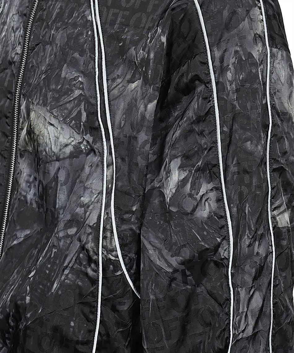 Off White Crinkled Zip-Up Windbreaker Jacket