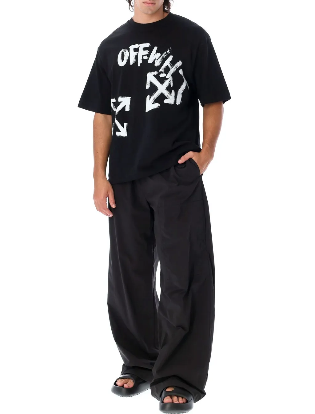Off-White High Waist Wide Leg Trousers