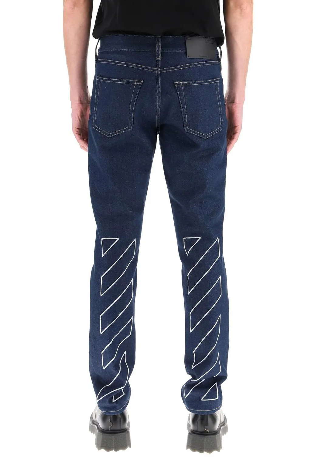 Off-White Diag Stripe Printed Skinny Jeans