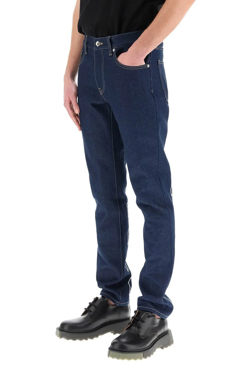 Off-White Diag Stripe Printed Skinny Jeans