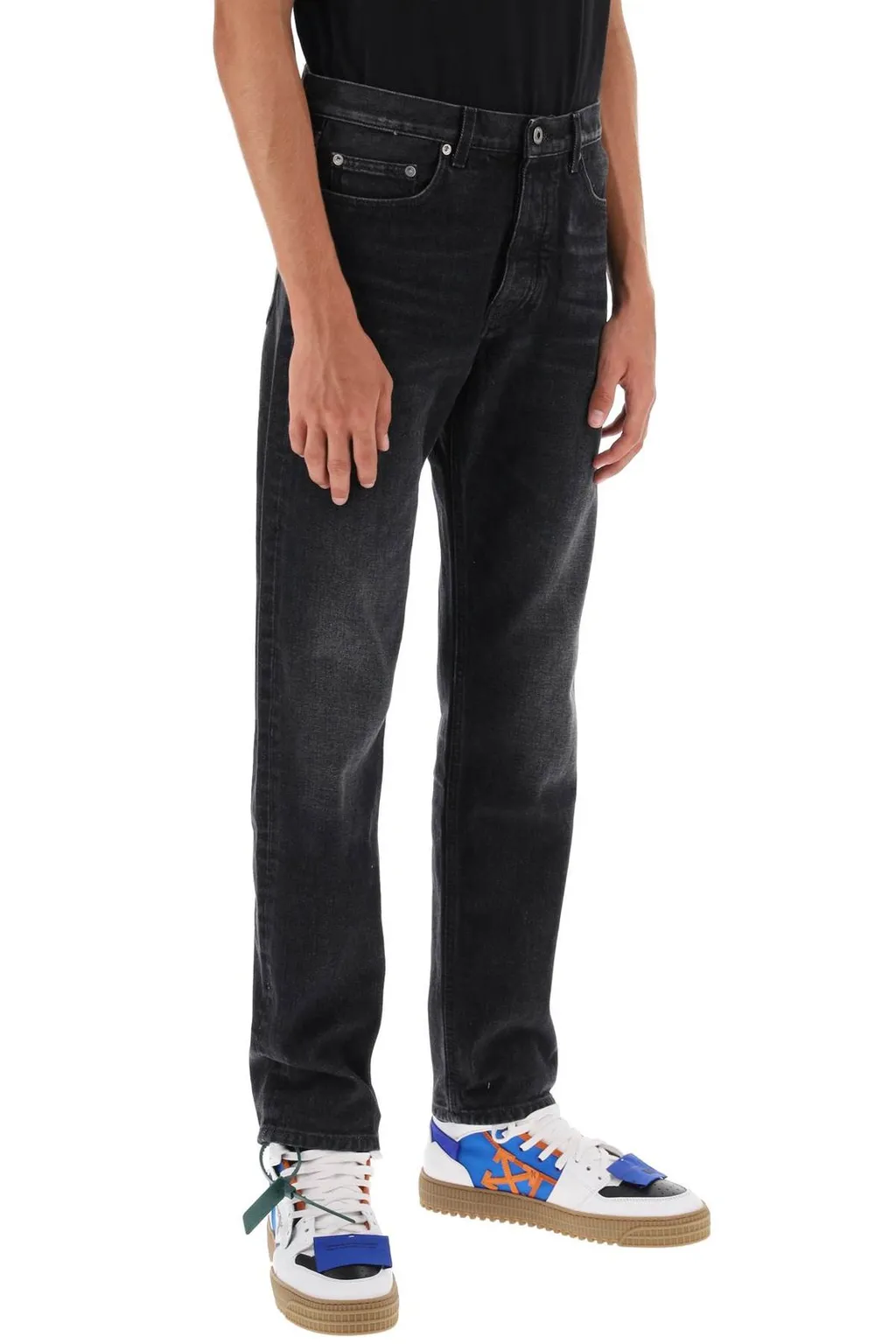 Off-White Arr Tab Mid-Rise Tapered Jeans