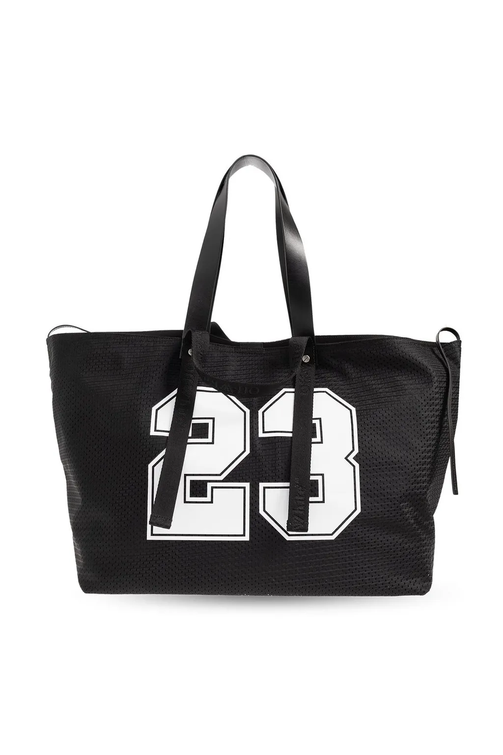Off-White Logo Printed Mesh Top Handle Bag