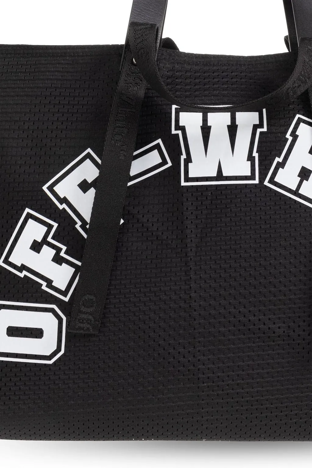 Off-White Logo Printed Mesh Top Handle Bag