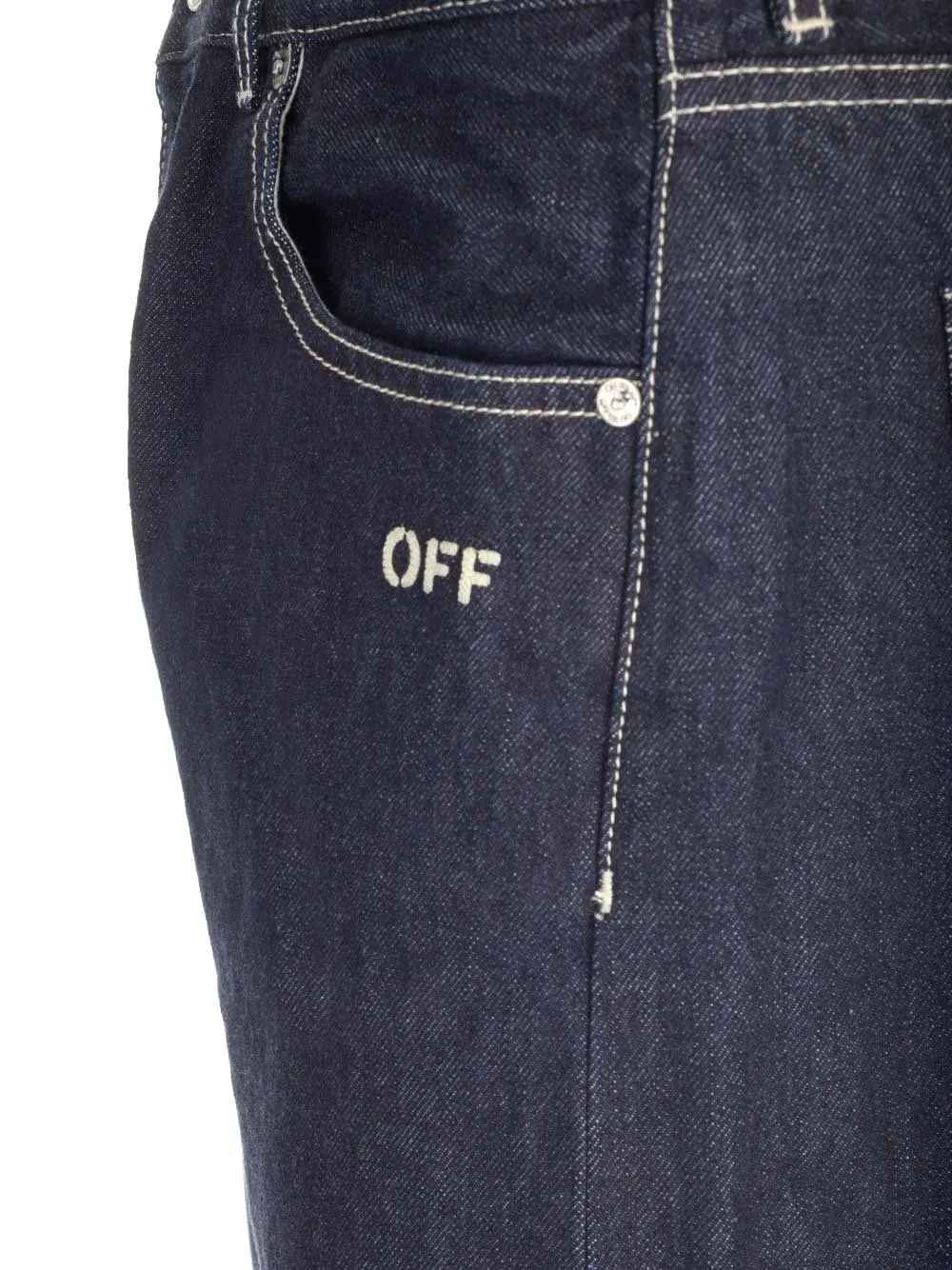 Off-White Mid-Rise Straight-Leg Jeans