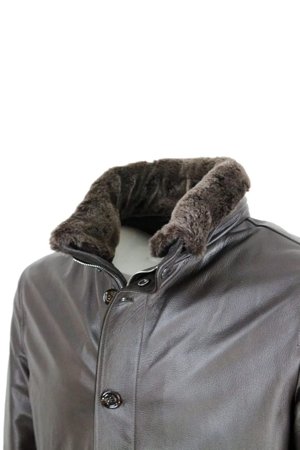 Moorer Buttoned Leather Jacket