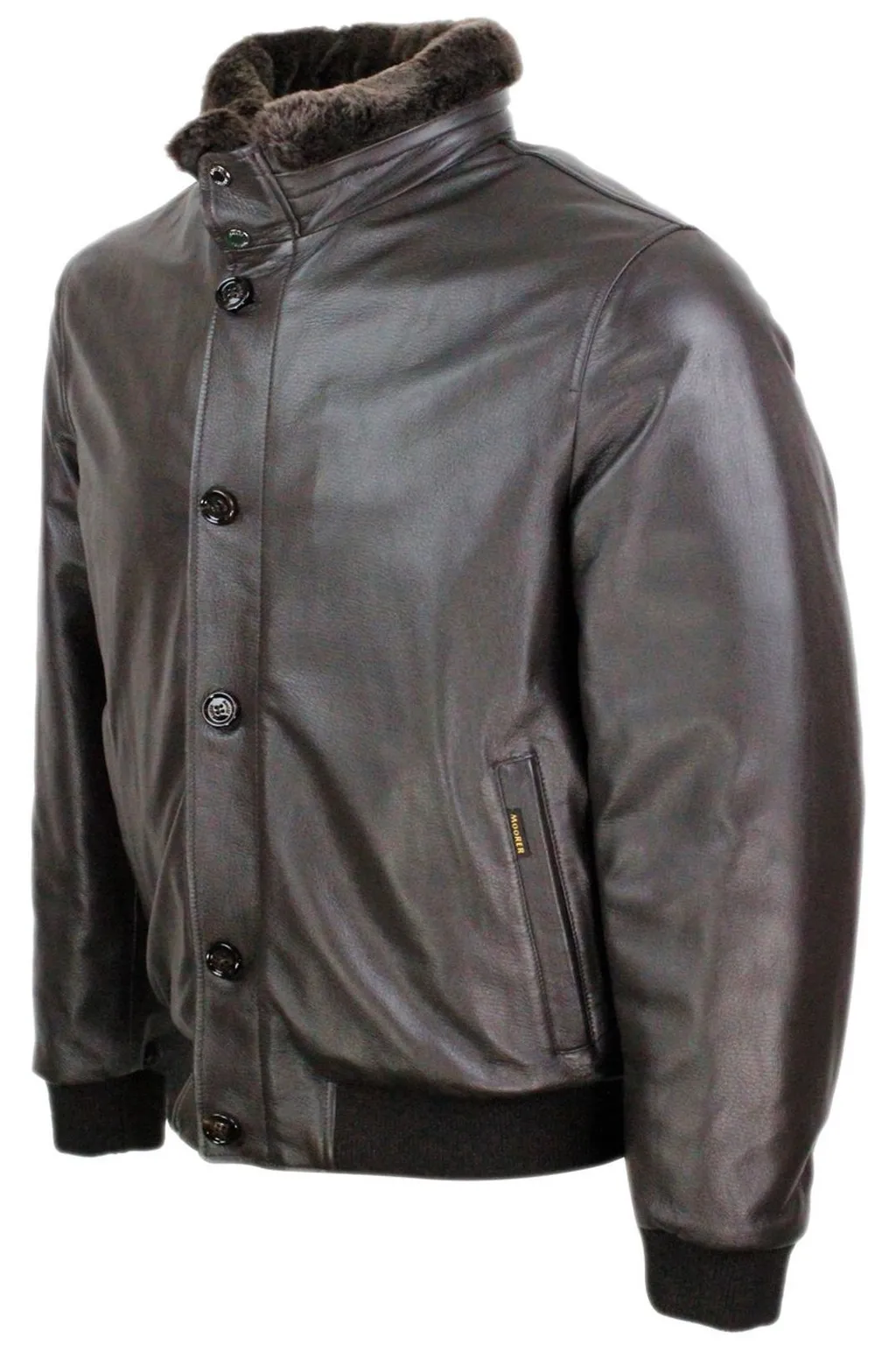 Moorer Buttoned Leather Jacket