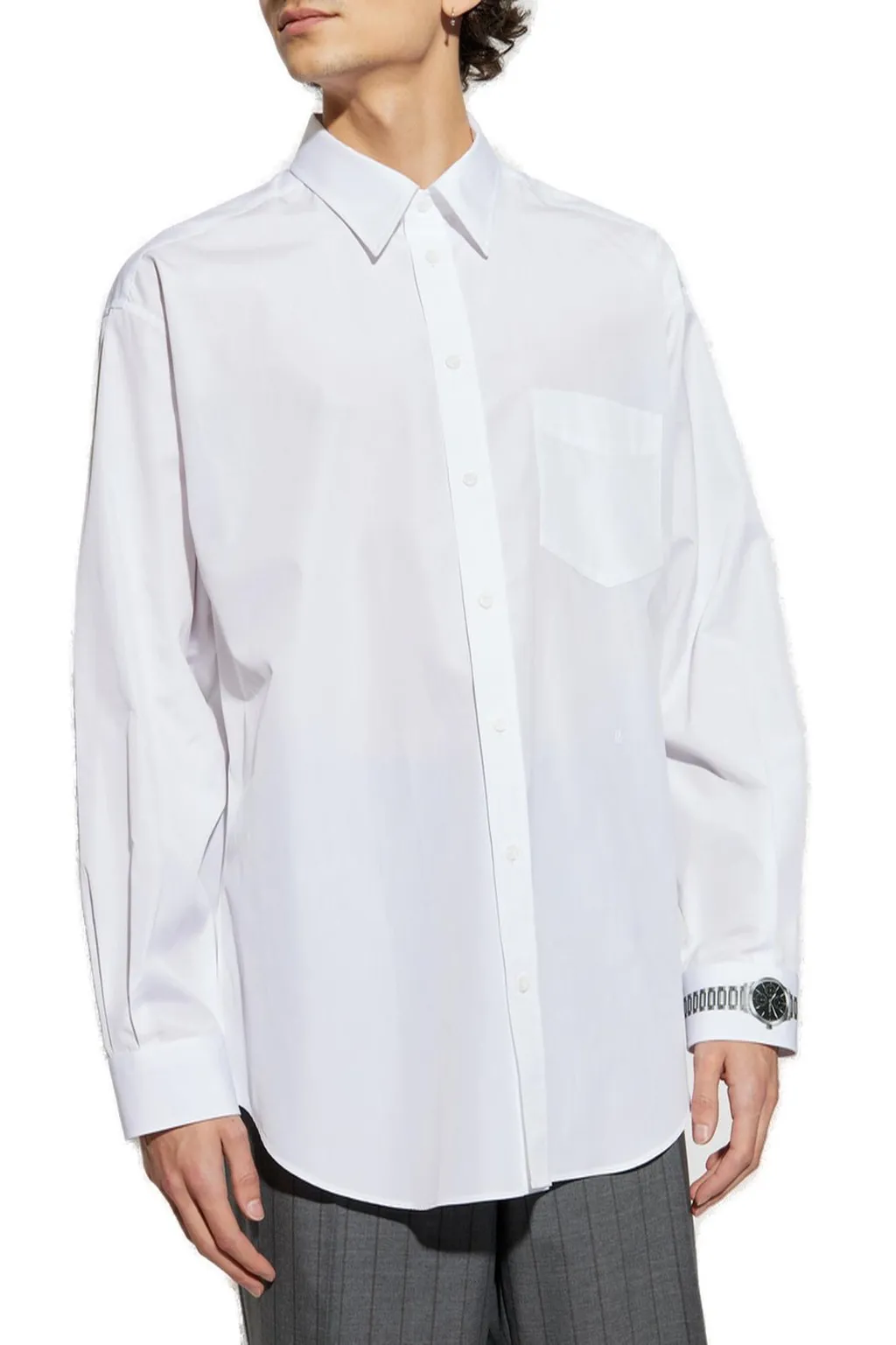 Moschino Wristwatch Printed Poplin Shirt