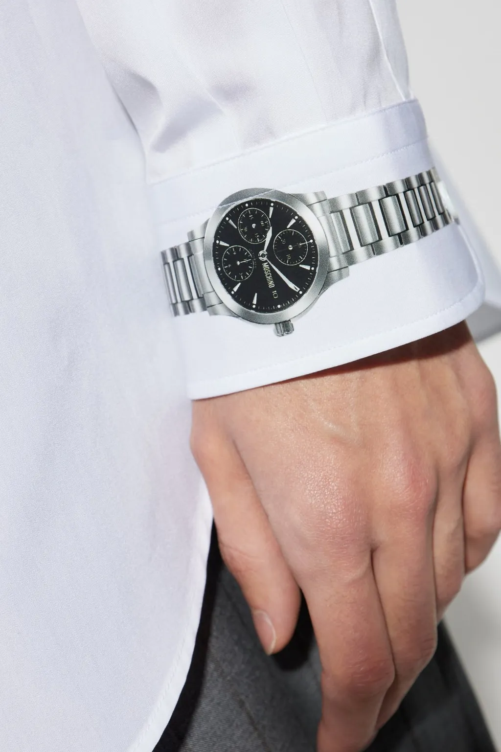 Moschino Wristwatch Printed Poplin Shirt