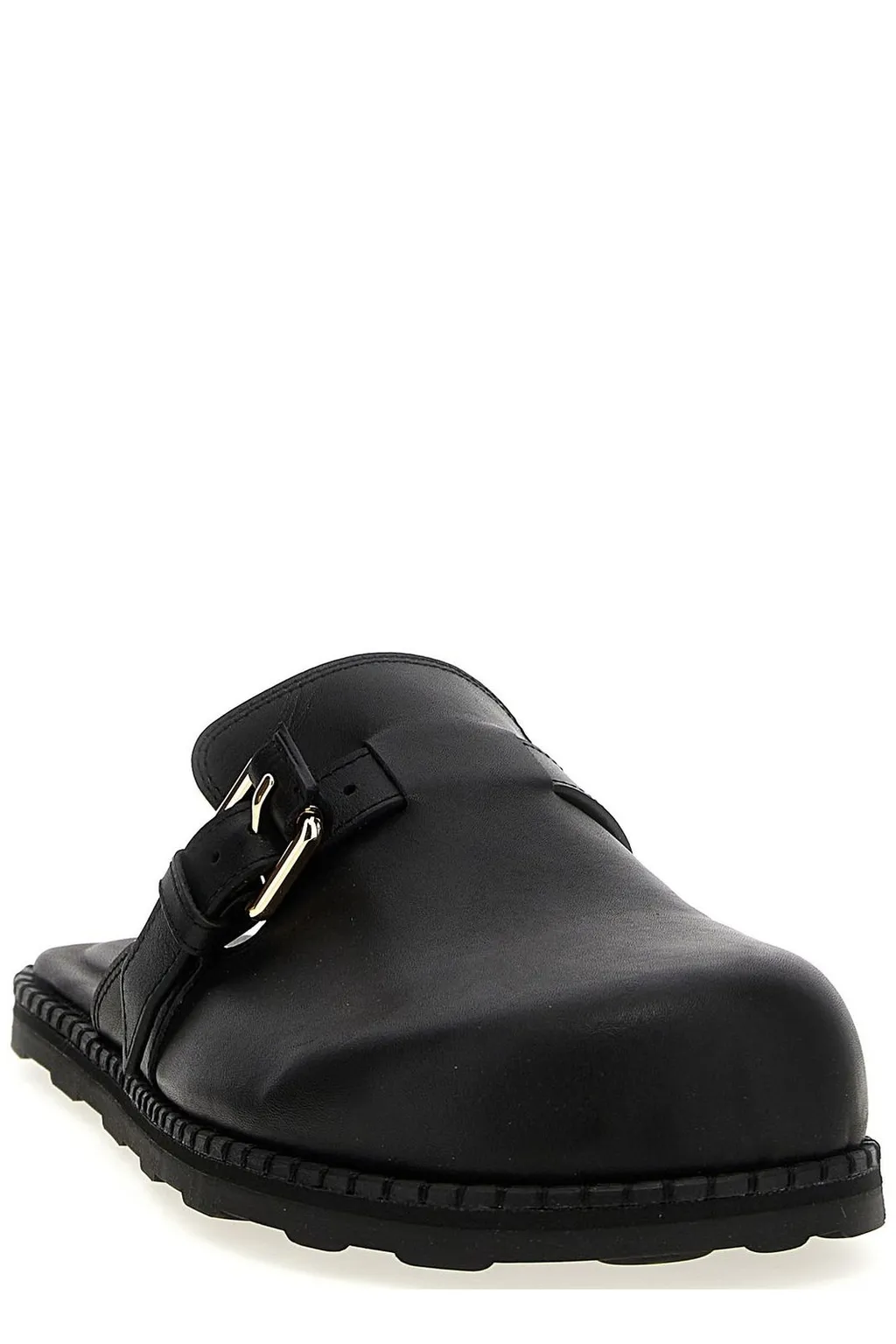 Moschino Buckle Detailed Round Toe Mules