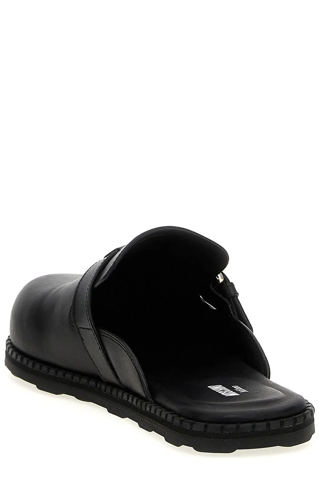 Moschino Buckle Detailed Round Toe Mules