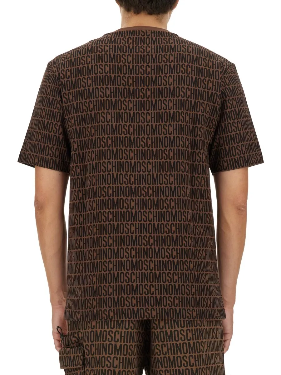 Moschino Allover Logo Printed Crewneck T-Shirt