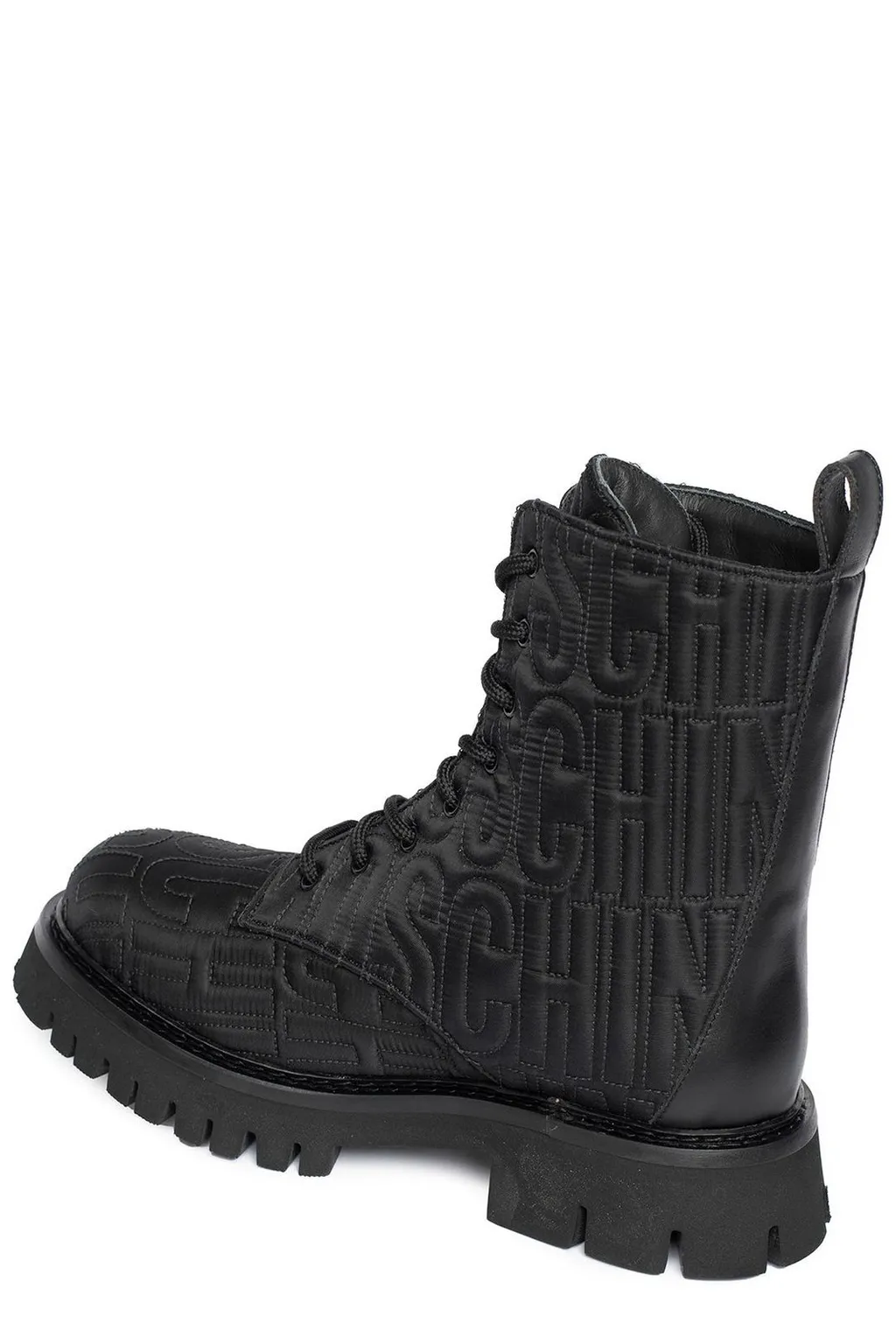 Moschino Logo Jacquard Round-Toe Ankle Boots